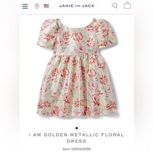 Janie And Jack I Am Golden Metallic Floral Dress- 6